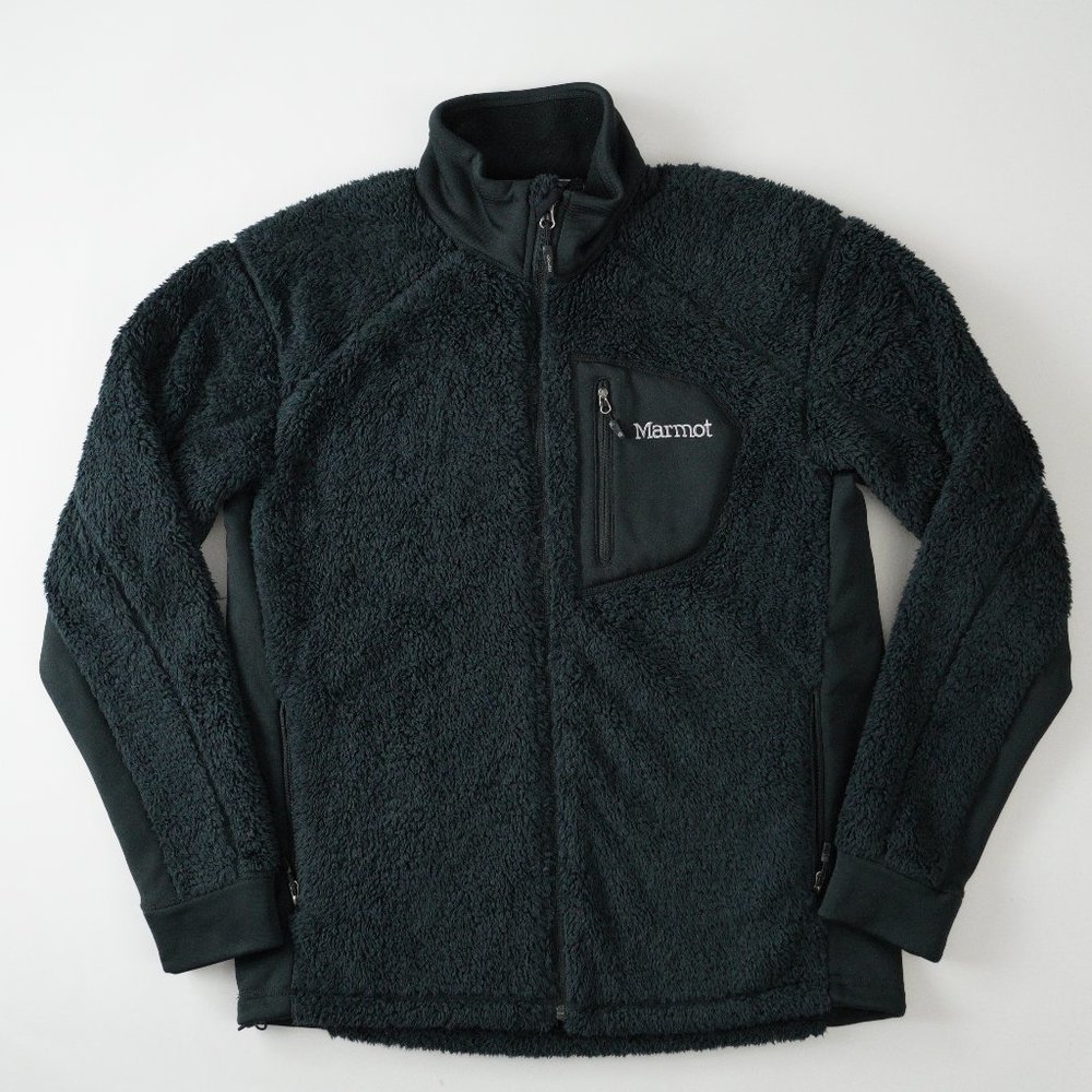 Marmot Fleece Polartech Jacket Full Zip Zip Pocket Outdoor Black Mens Size M
